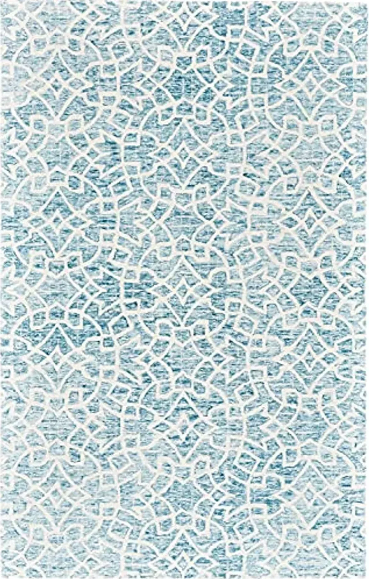 Feizy Rugs - Rhett Geometric Mosaic Rug, Ocean Teal Blue/Ivory, 9ft x 12ft Area Rug