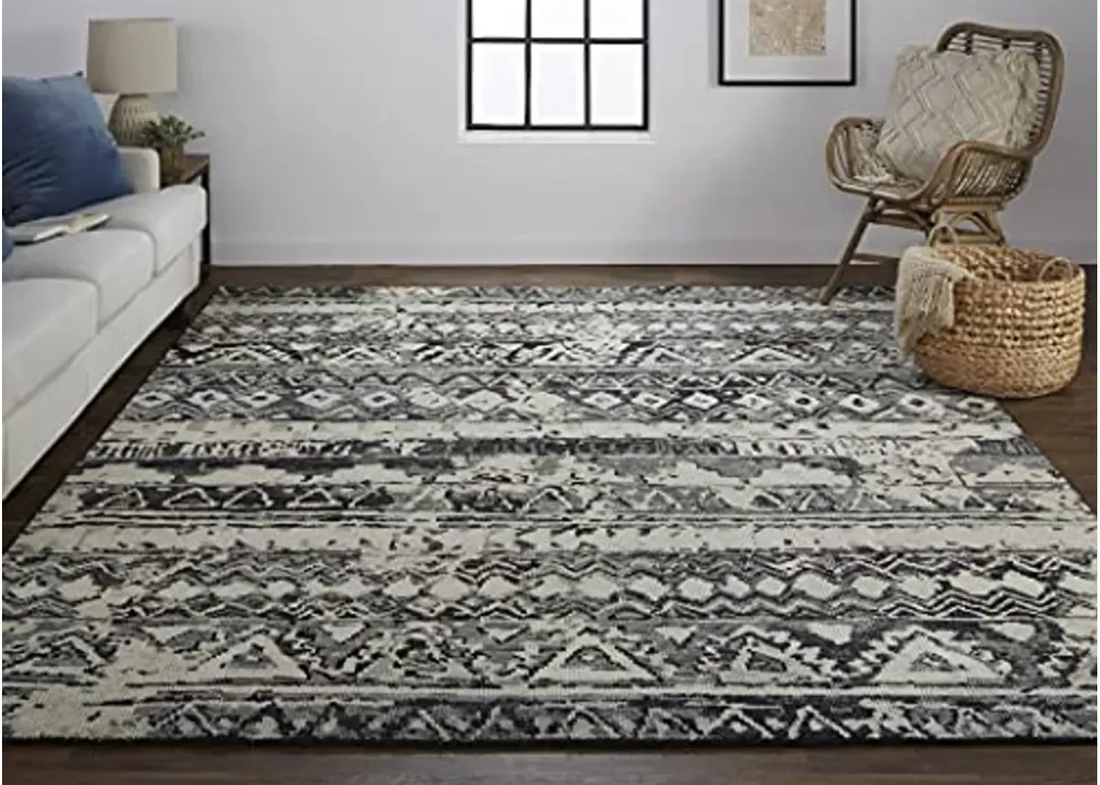 Feizy Rugs - Palomar Luxe Hand Knot Area Rug, Charcoal Gray/Light Beige, 2ft x 3ft