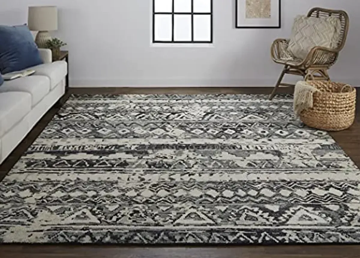 Feizy Rugs - Palomar Luxe Hand Knot Area Rug, Charcoal Gray/Light Beige, 2ft x 3ft