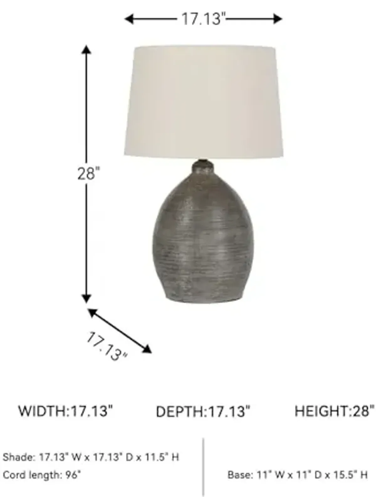 Signature Design by Ashley Joyelle Modern 27.5" Terracotta Table Lamp, Gray