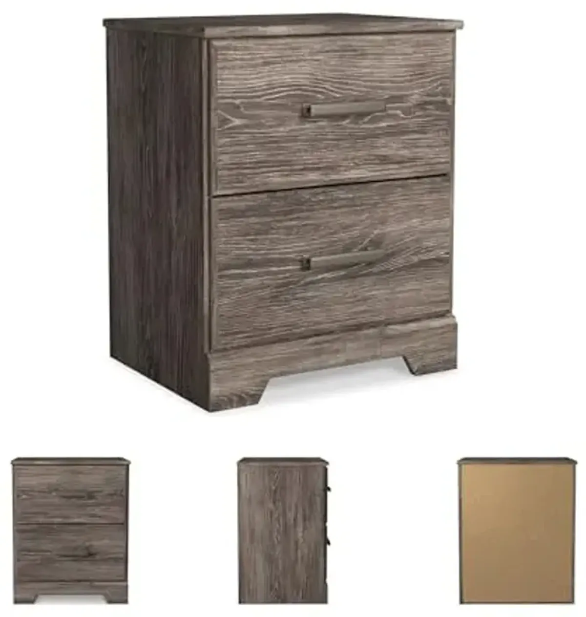 Signature Design by Ashley Ralinksi Rustic 2 Drawer Nightstand, 24.41" Tall, Gray