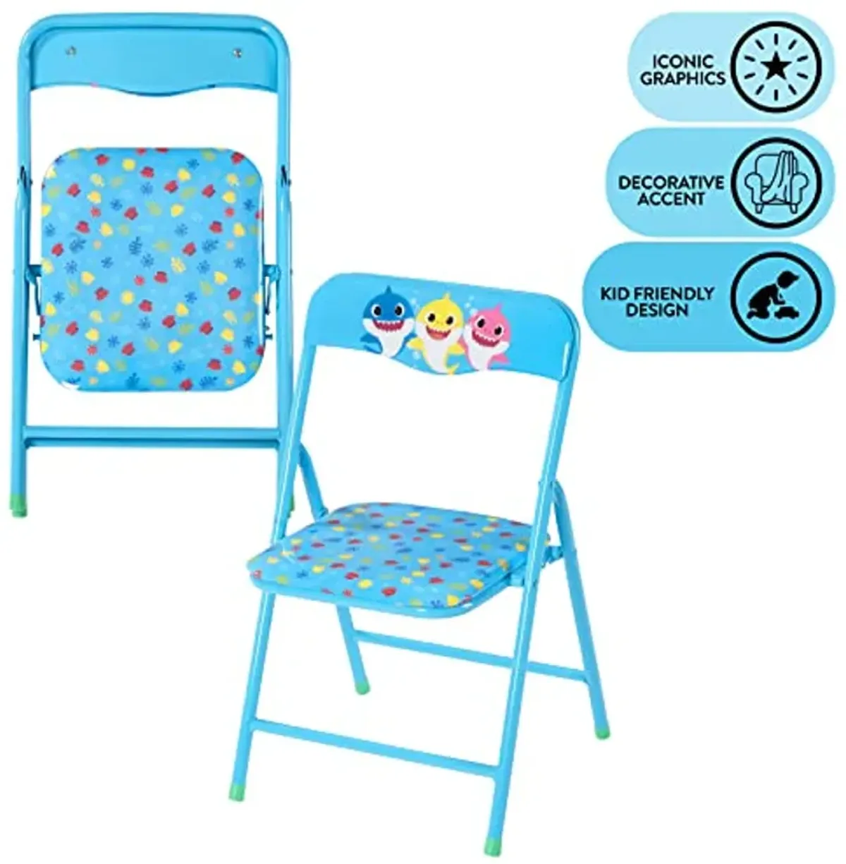 Baby Shark 3 Piece Children's Activity Square Table and Chair Set, Ages 3+