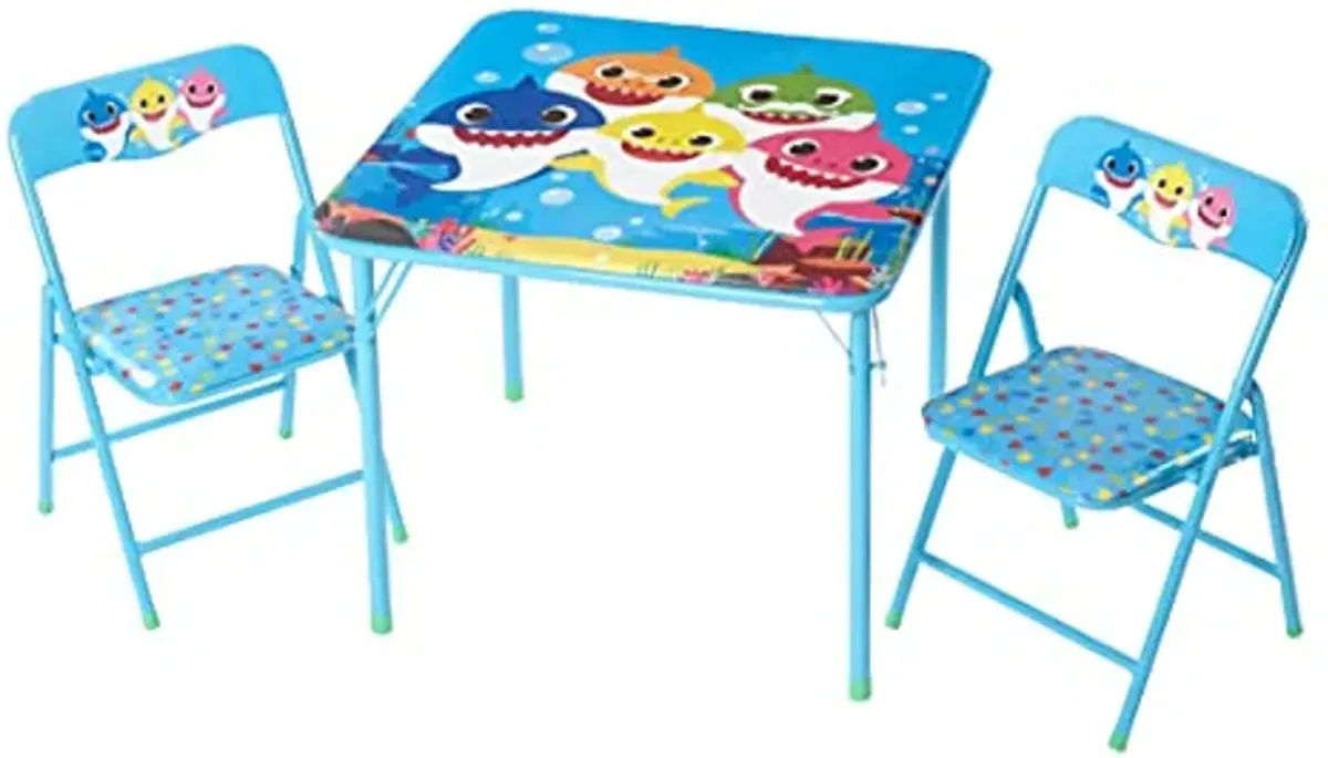 Baby Shark 3 Piece Children's Activity Square Table and Chair Set, Ages 3+