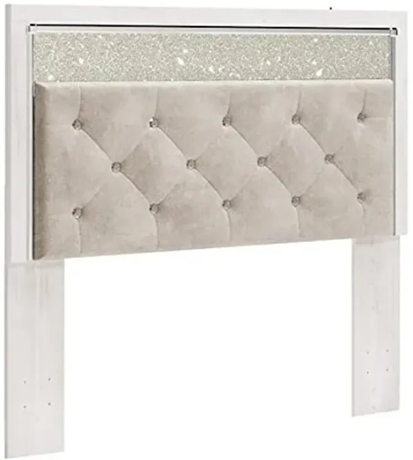 Signature Design by Ashley Altyra Queen/Full Glam Upholstered Panel Headboard, White