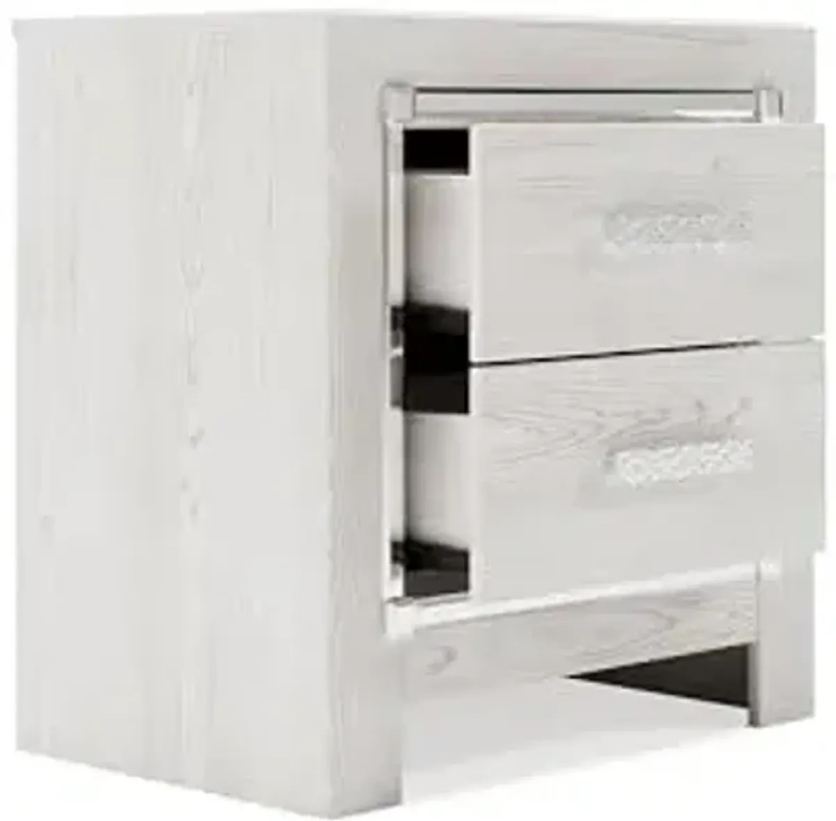 Signature Design by Ashley Altyra Contemporary Nightstand with 2 Storage Drawers, USB and Wireless Charging, Chrome-Tone Handles, Wood, 24.41" High, White