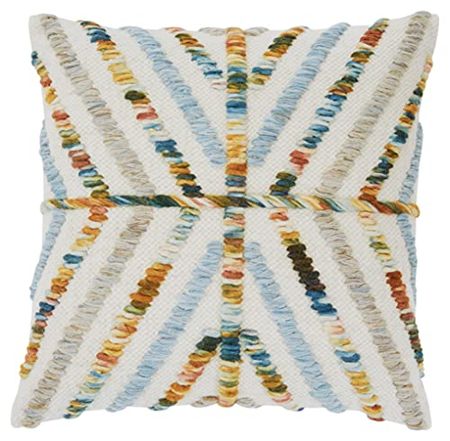Signature Design by Ashley Dustee Pillow, White Blue & Yellow