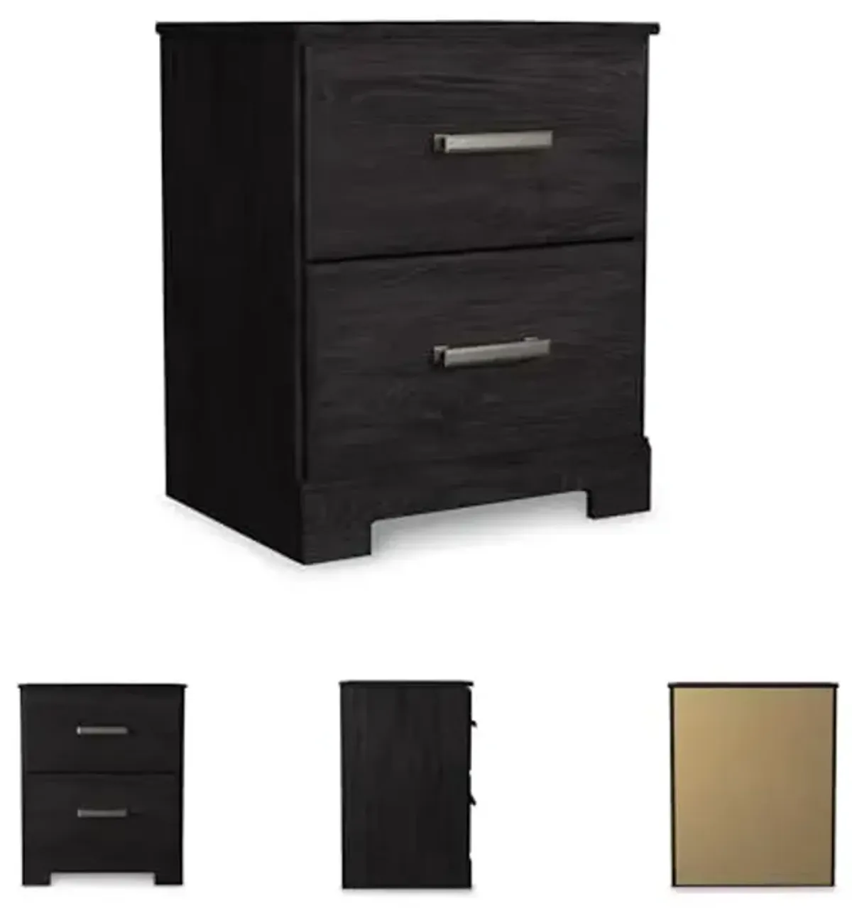 Signature Design by Ashley Belachime Contemporary 2 Drawer Nightstand, 24.41" Tall, Black
