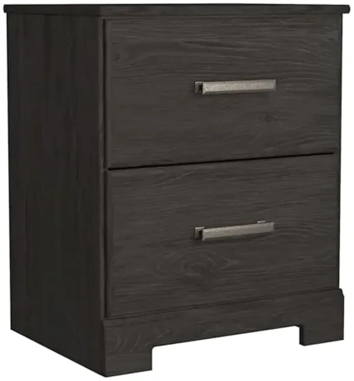 Signature Design by Ashley Belachime Contemporary 2 Drawer Nightstand, 24.41" Tall, Black