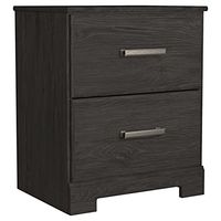 Signature Design by Ashley Belachime Contemporary Two Drawer Nightstand, Black