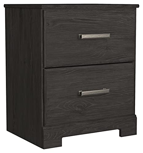 Signature Design by Ashley Belachime Contemporary Two Drawer Nightstand, Black