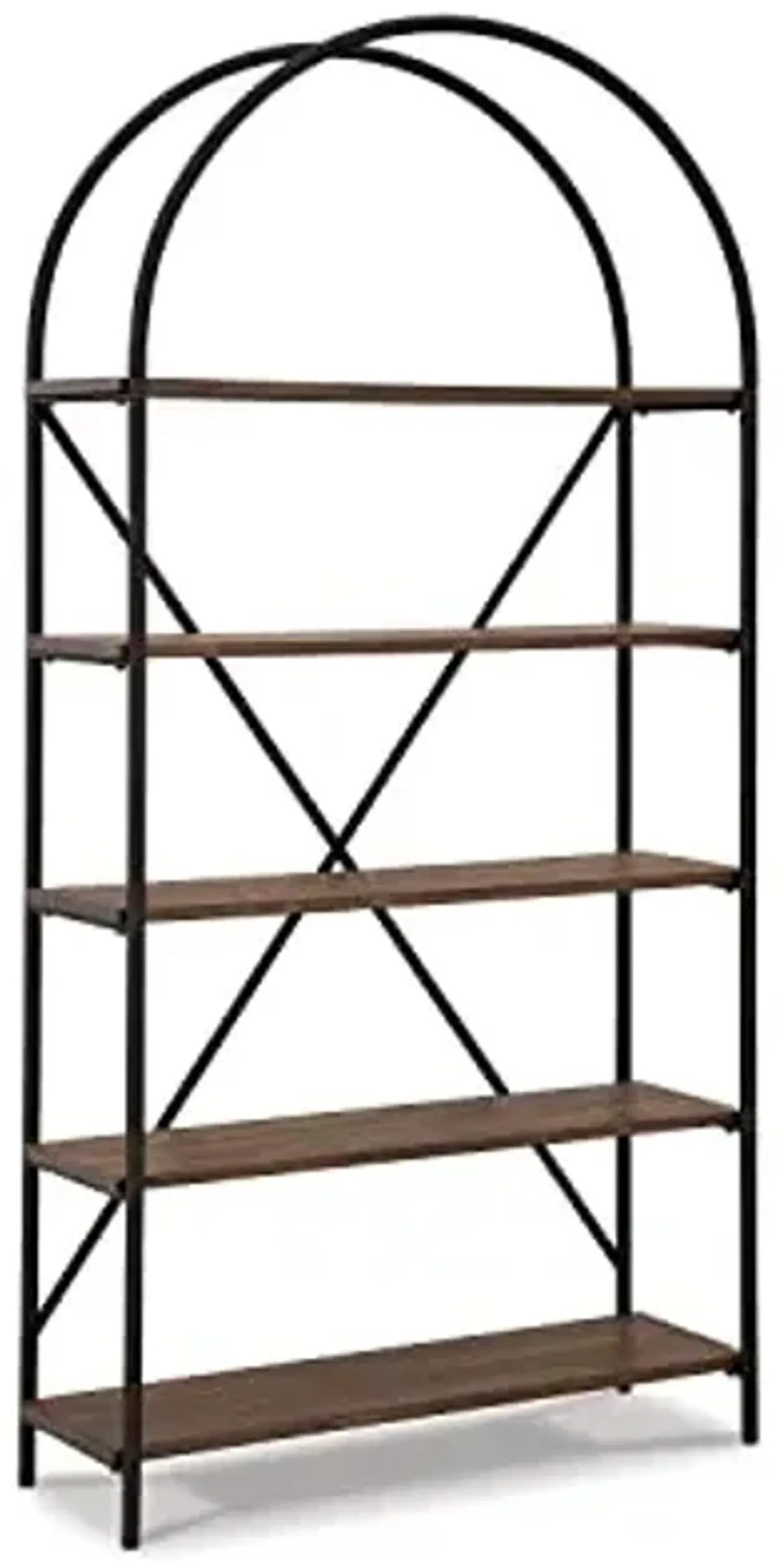 Signature Design by Ashley Galtbury Mixed Media Modern 5 Shelf Bookcase, Brown & Black