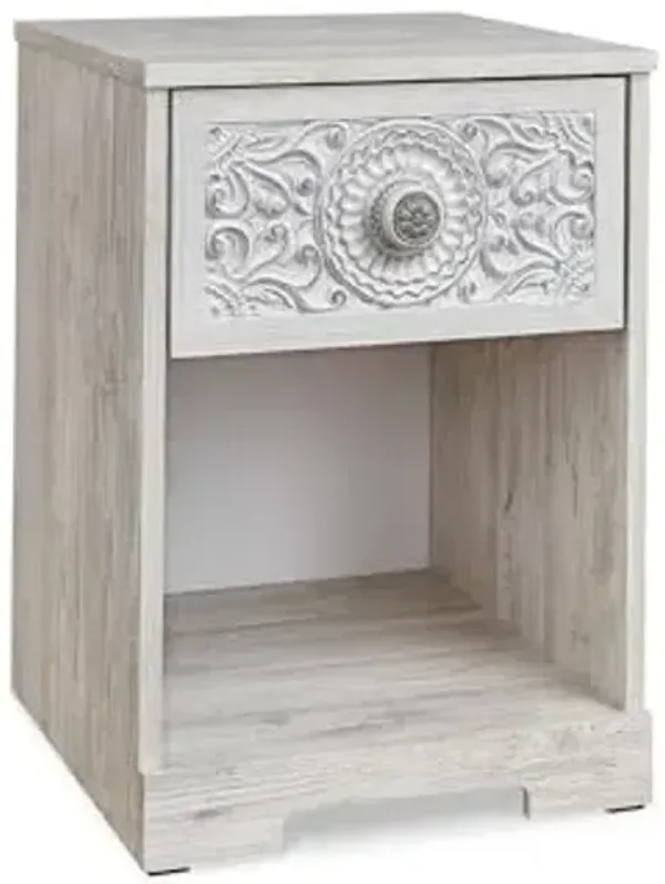 Signature Design by Ashley Paxberry Boho 1 Drawer Nightstand, Whitewash