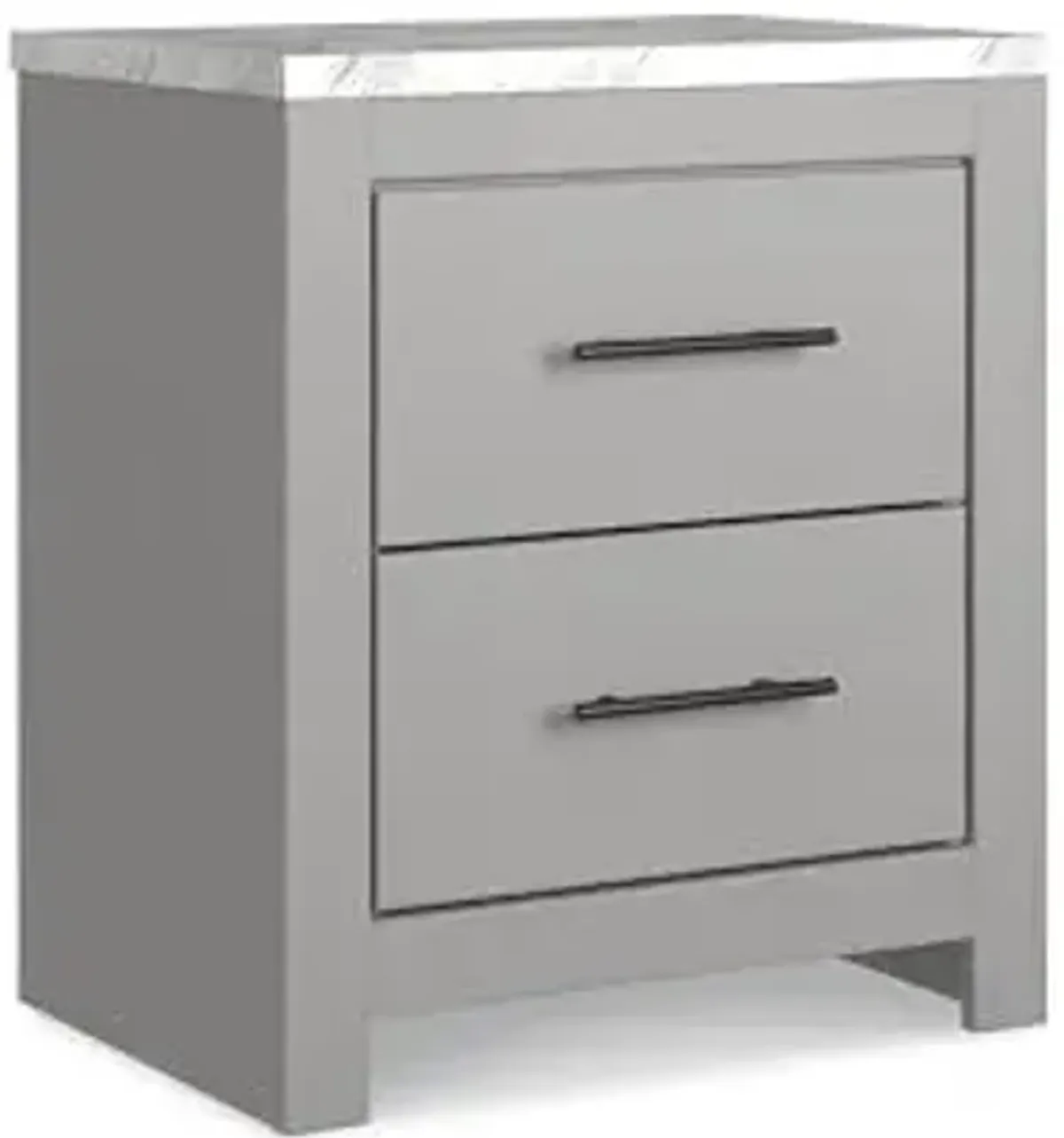 Signature Design by Ashley Cottonburg Contemporary 2 Drawer Nightstand, 24.72" Tall, Light Gray/White