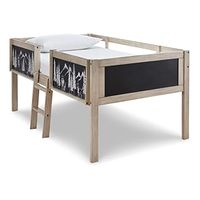 Signature Design by Ashley Wrenalyn Twin Loft Bed Frame with Chalkboard Panels, Natural Wood Grain