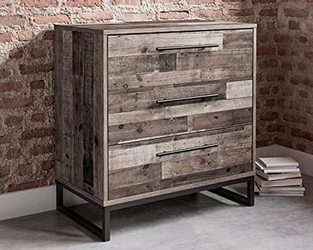 Signature Design by Ashley Neilsville Industrial 3 Drawer Chest of Drawers, Butcher Block Gray