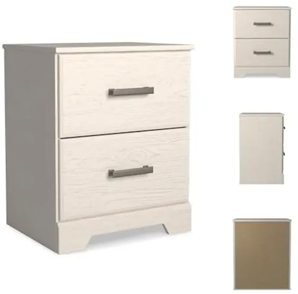 Signature Design by Ashley Stelsie Contemporary 2 Drawer Nightstand, 24.41" Tall, White