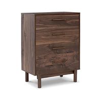 Signature Design by Ashley Calverson Mid-Century Modern 4 Drawer Chest of Drawers, Mocha Brown