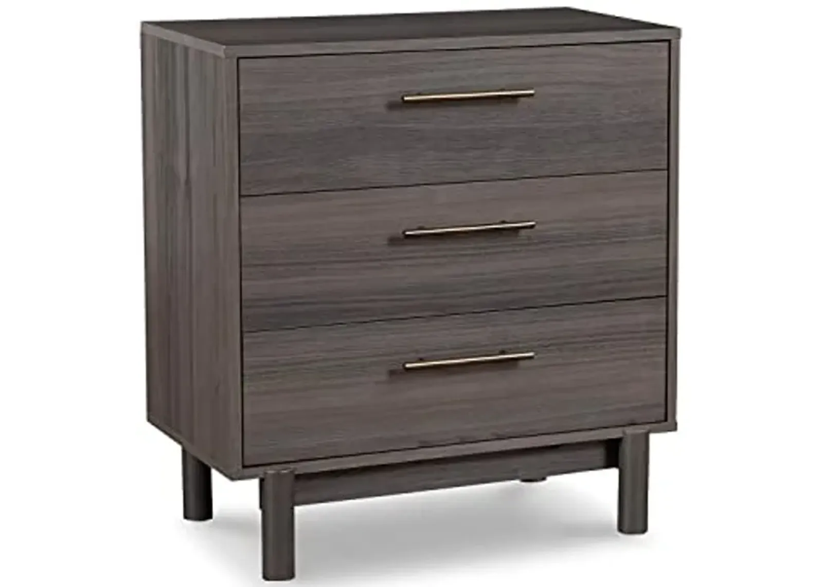 Signature Design by Ashley Brymont Mid-Century Modern 3 Drawer Chest of Drawers, Dark Gray