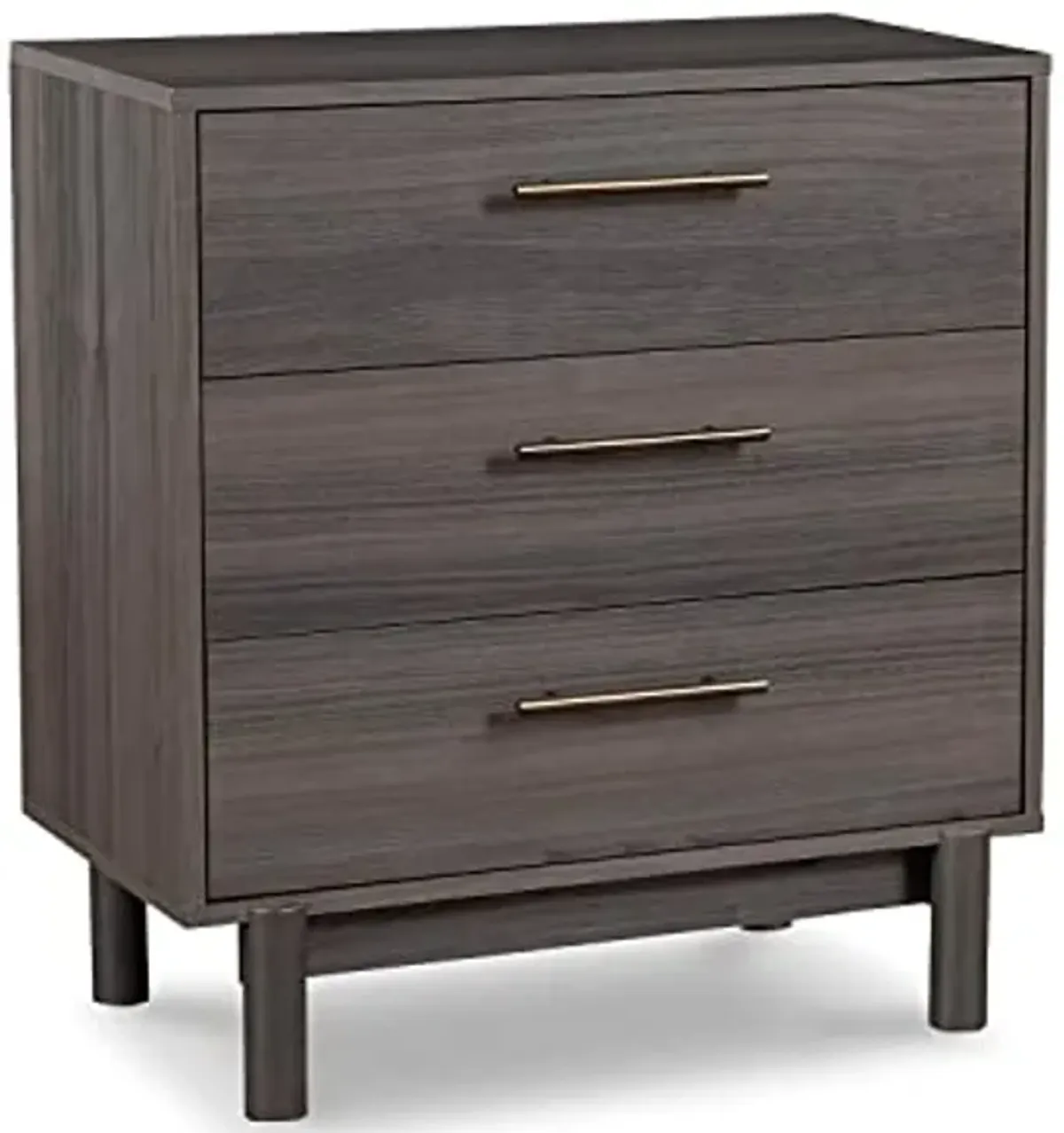 Signature Design by Ashley Brymont Mid-Century Modern 3 Drawer Chest of Drawers, Dark Gray