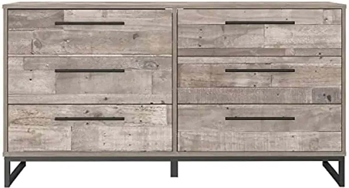 Signature Design by Ashley Neilsville Industrial 6 Drawer Dresser, Butcher Block Gray