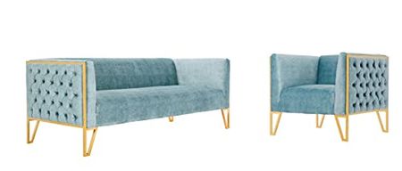Manhattan Comfort Vector Armchair Set, Ocean Blue