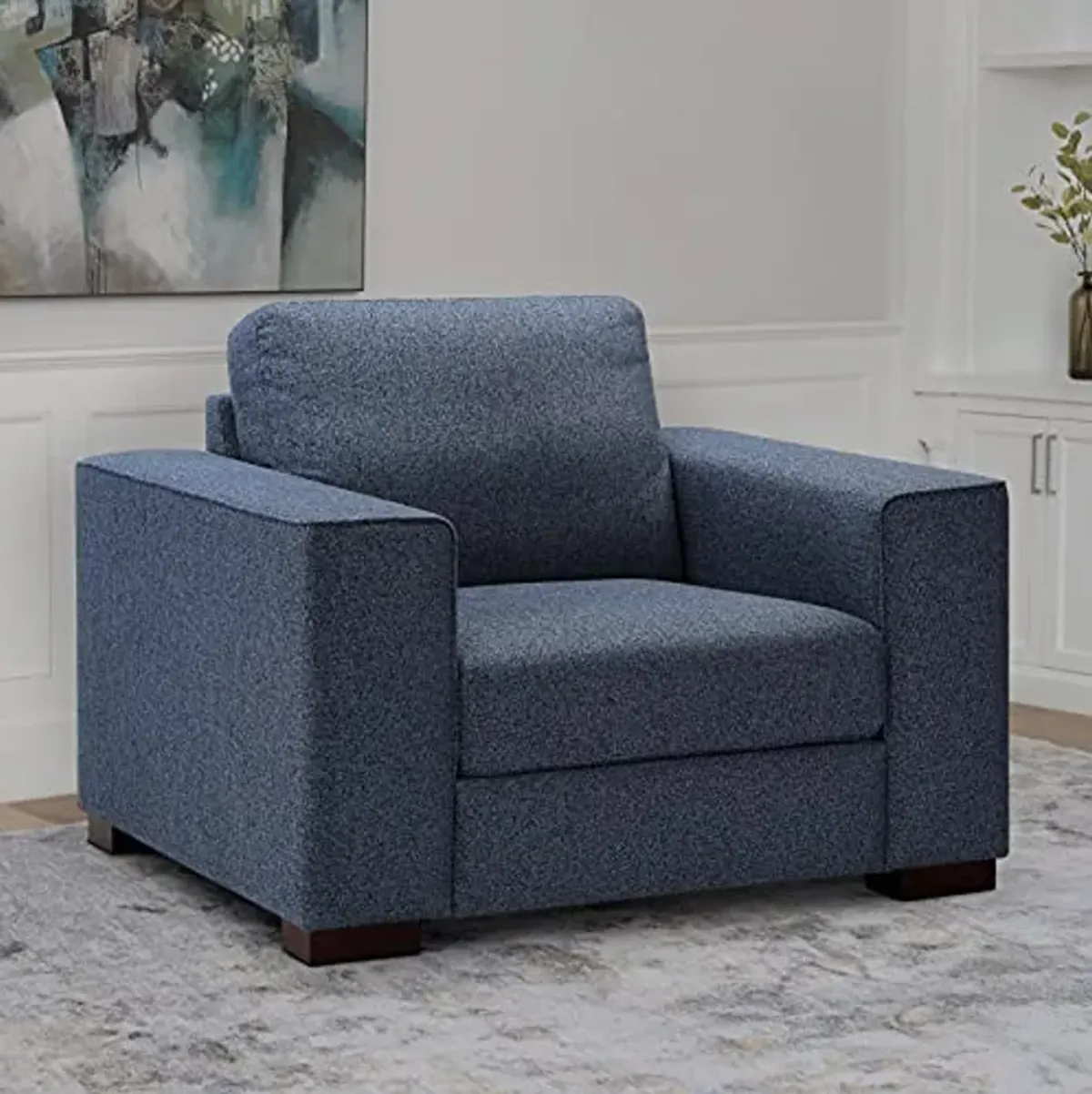 Abbyson Living Emmeline Fabric Upholstered Accent Armchair Club Chair, Blue