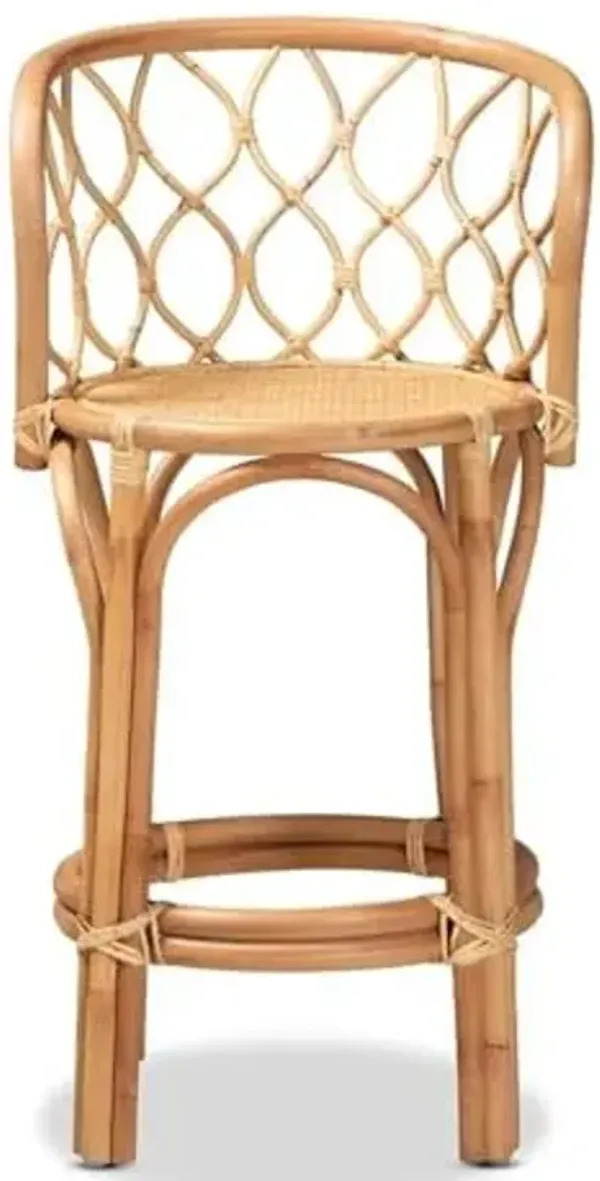 Baxton Studio Diana Modern and Contemporary Natural Finished Rattan Counter Stool