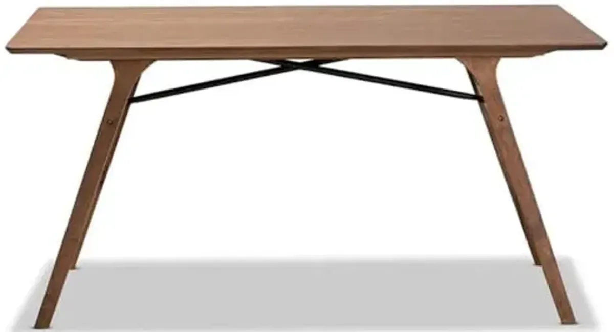 Baxton Studio Saxton Mid-Century Modern Transitional Walnut Brown Finished Wood Dining Table