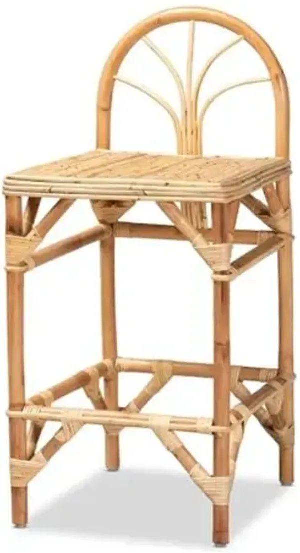 Baxton Studio Seville Modern and Contemporary Natural Finished Rattan Counter Stool