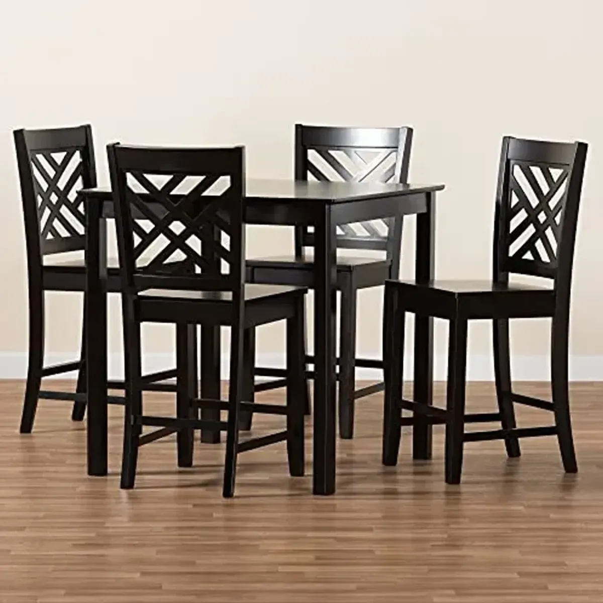 Baxton Studio Caron Pub Set and Pub Set Dark Brown Finished Wood 5-Piece Pub Set