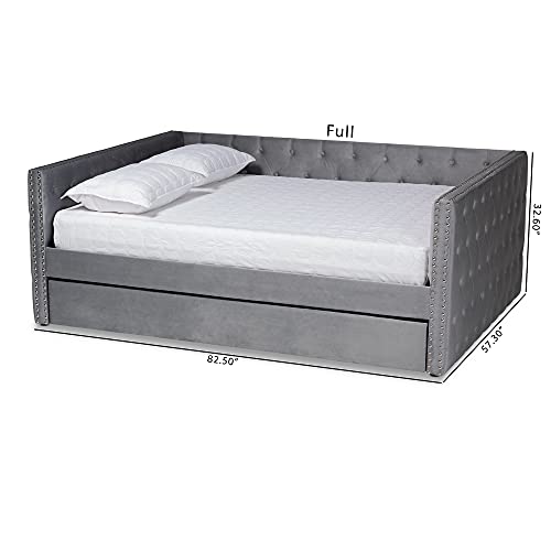 Baxton Studio Larkin Daybeds, Queen, Twin, Silver Grey Velvet