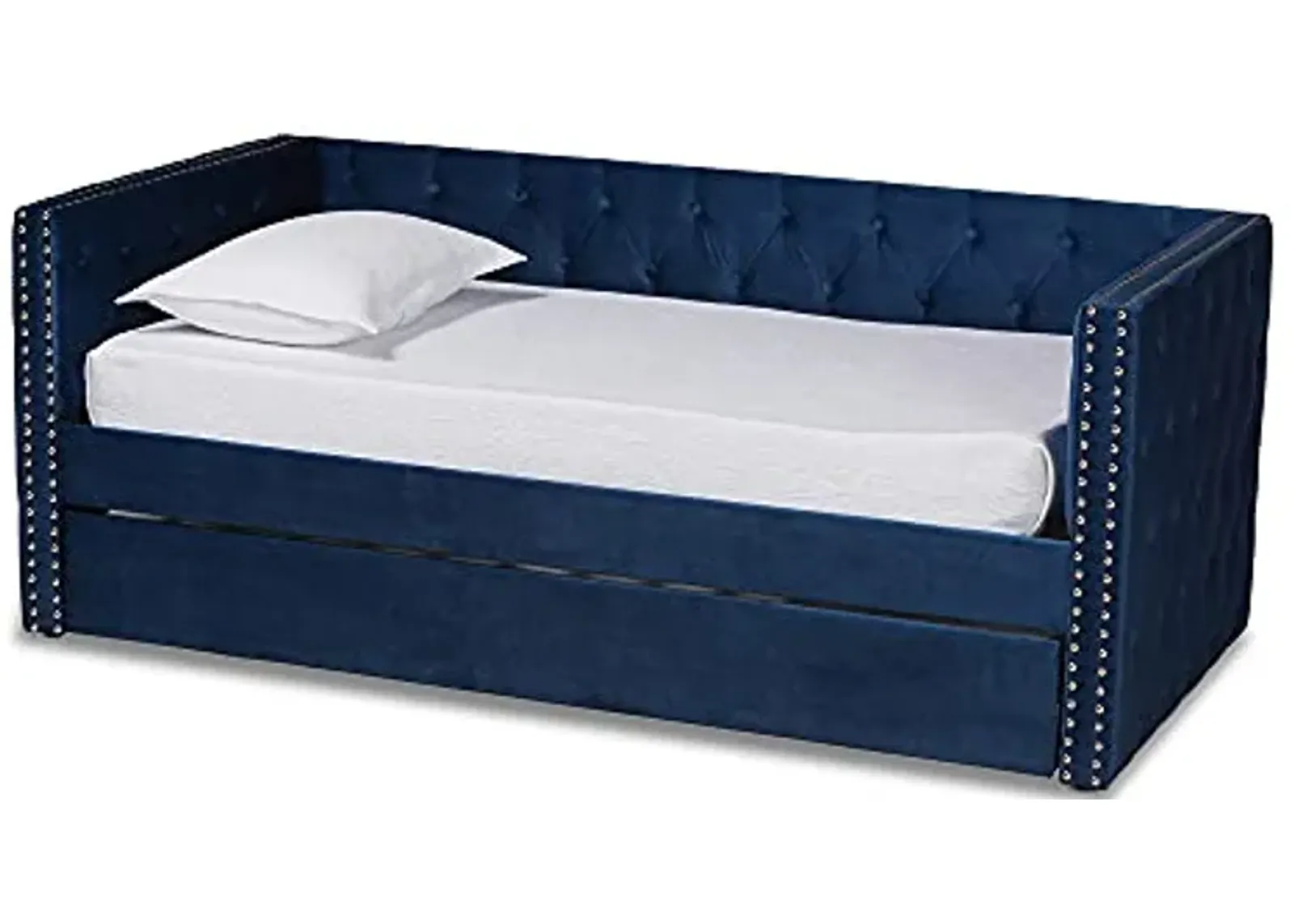 Baxton Studio Larkin Daybeds, Twin, Twin, Navy Blue Velvet