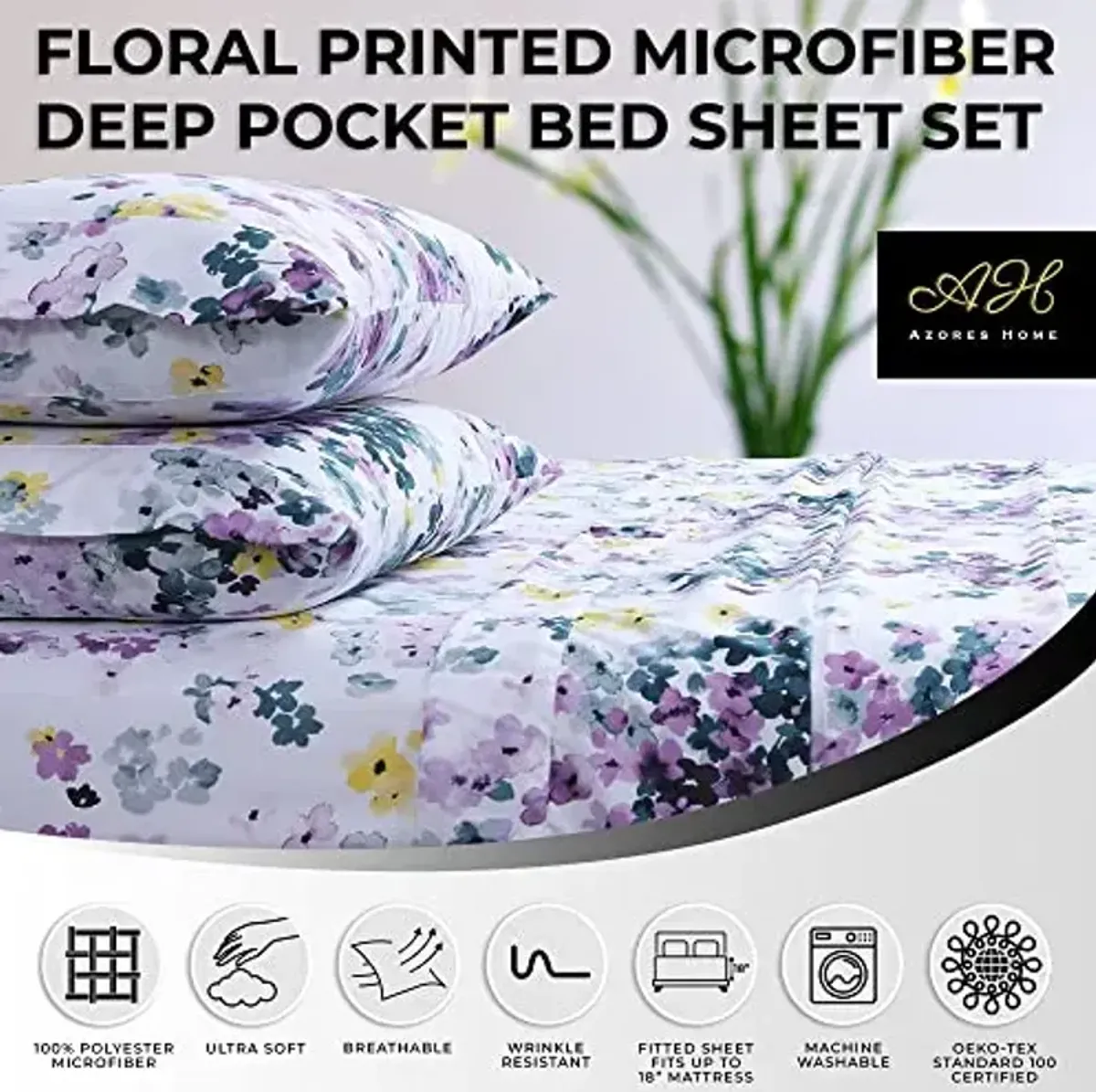 Juliette Printed 110-GSM Microfiber Sheet Set Purple King