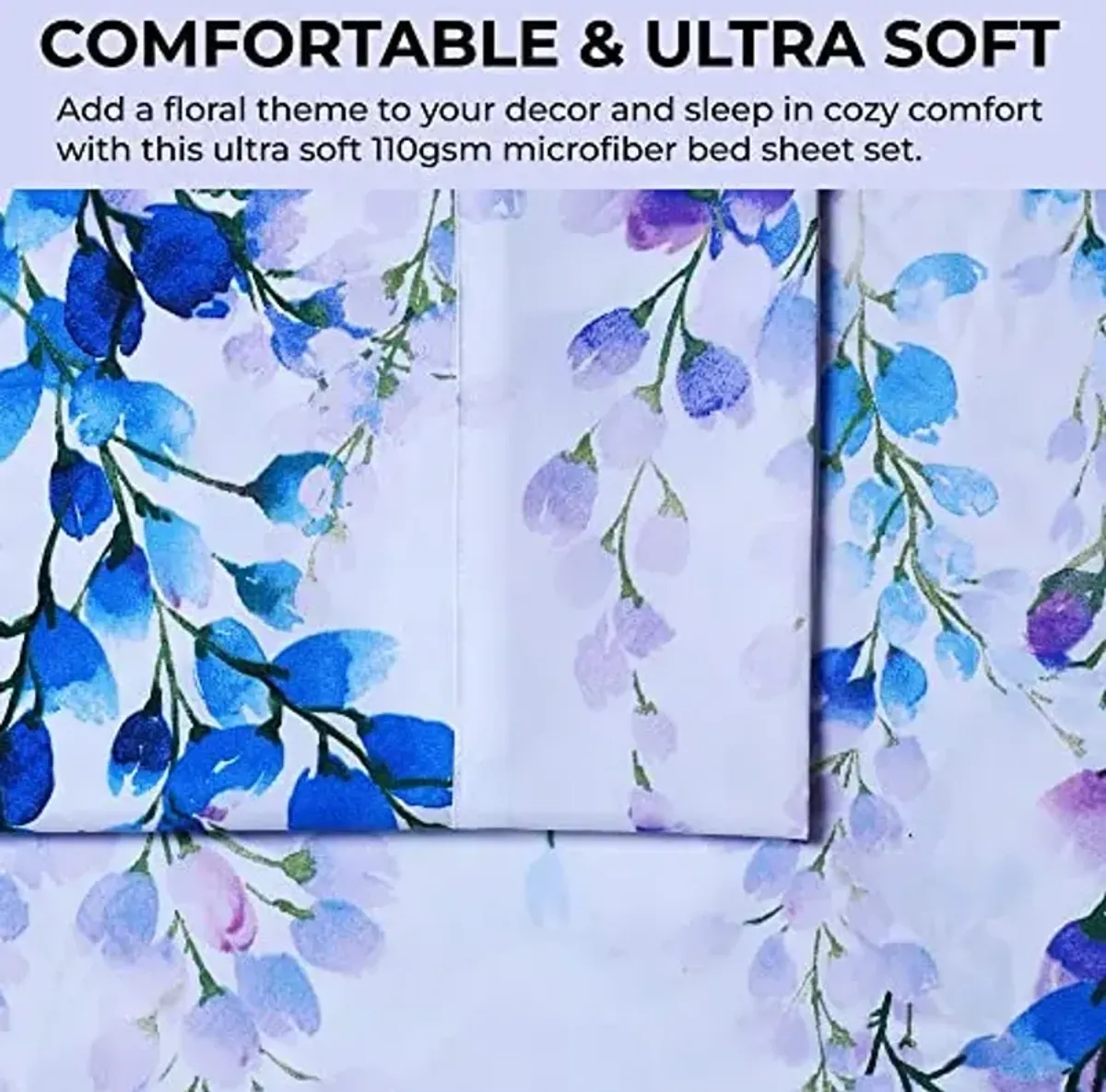 Azores Home Printed Deep Pocket Sheet Set Queen MFPR110SS Blue