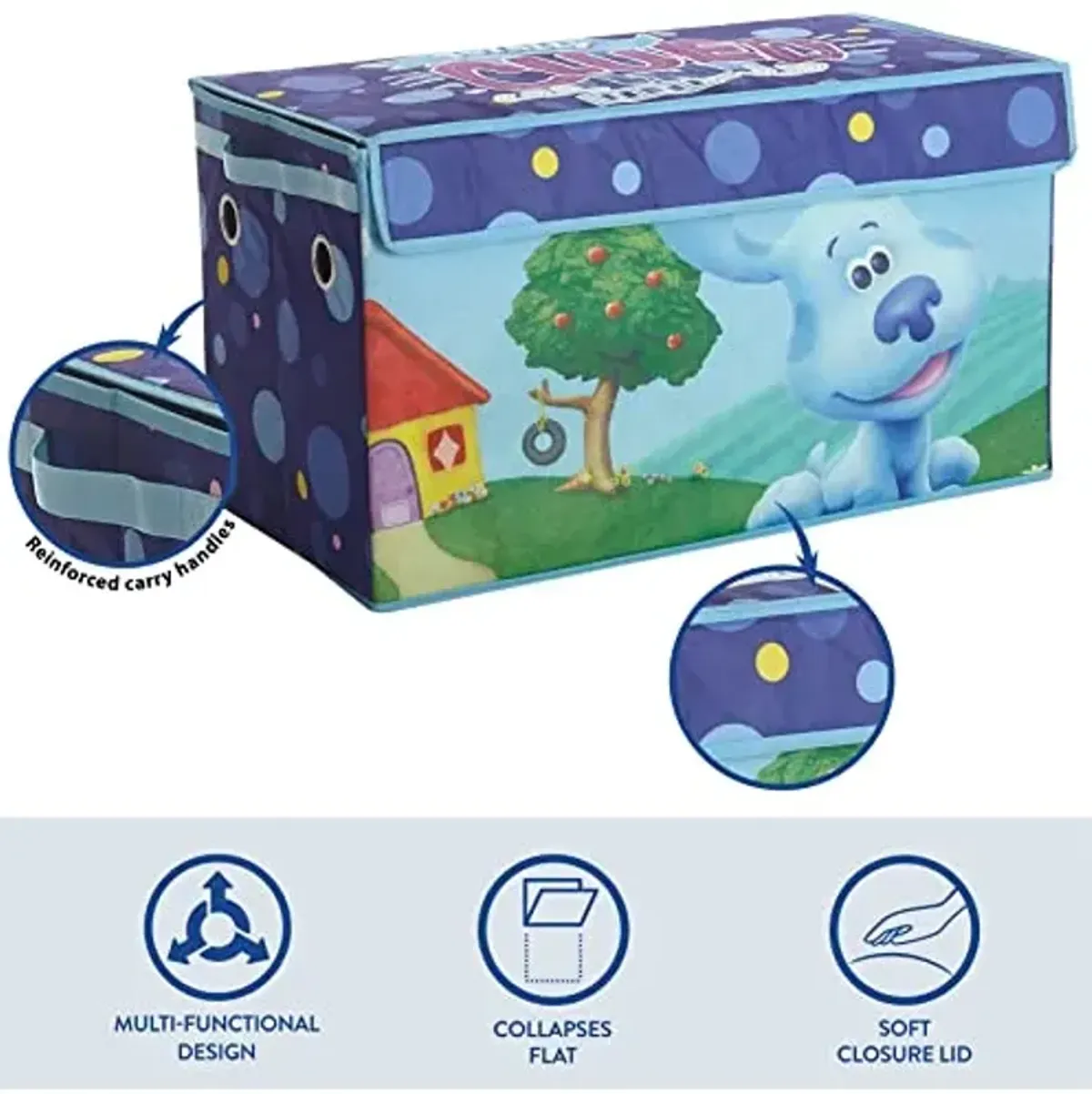 Idea Nuova Nickelodeon Blues Clues Collapsible Children’s Storage Trunk, Durable with Lid