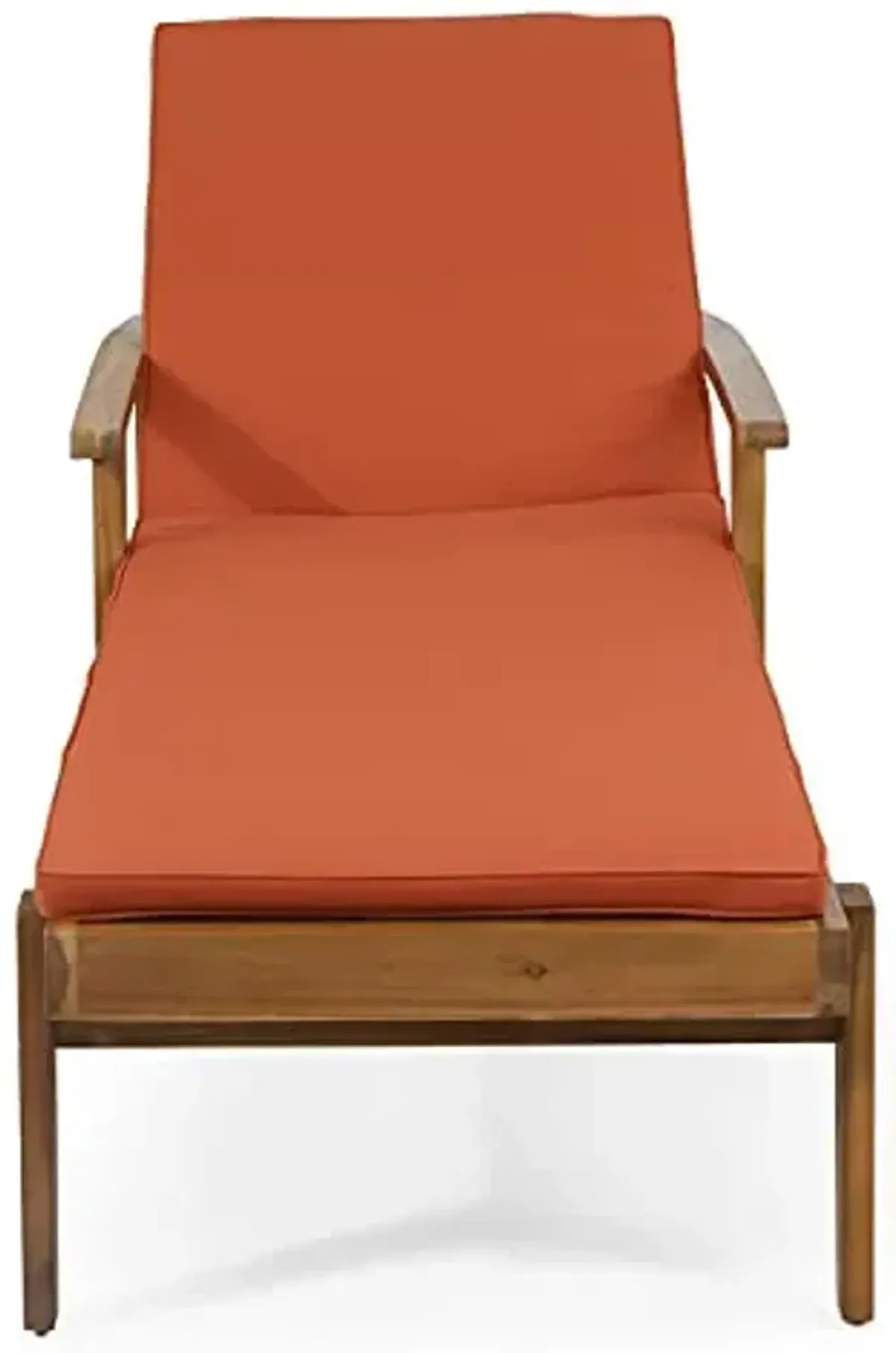Christopher Knight Home Jason Outdoor Chaise Lounge with Water Resistant Cushion - Acacia Wood - Teak/Orange