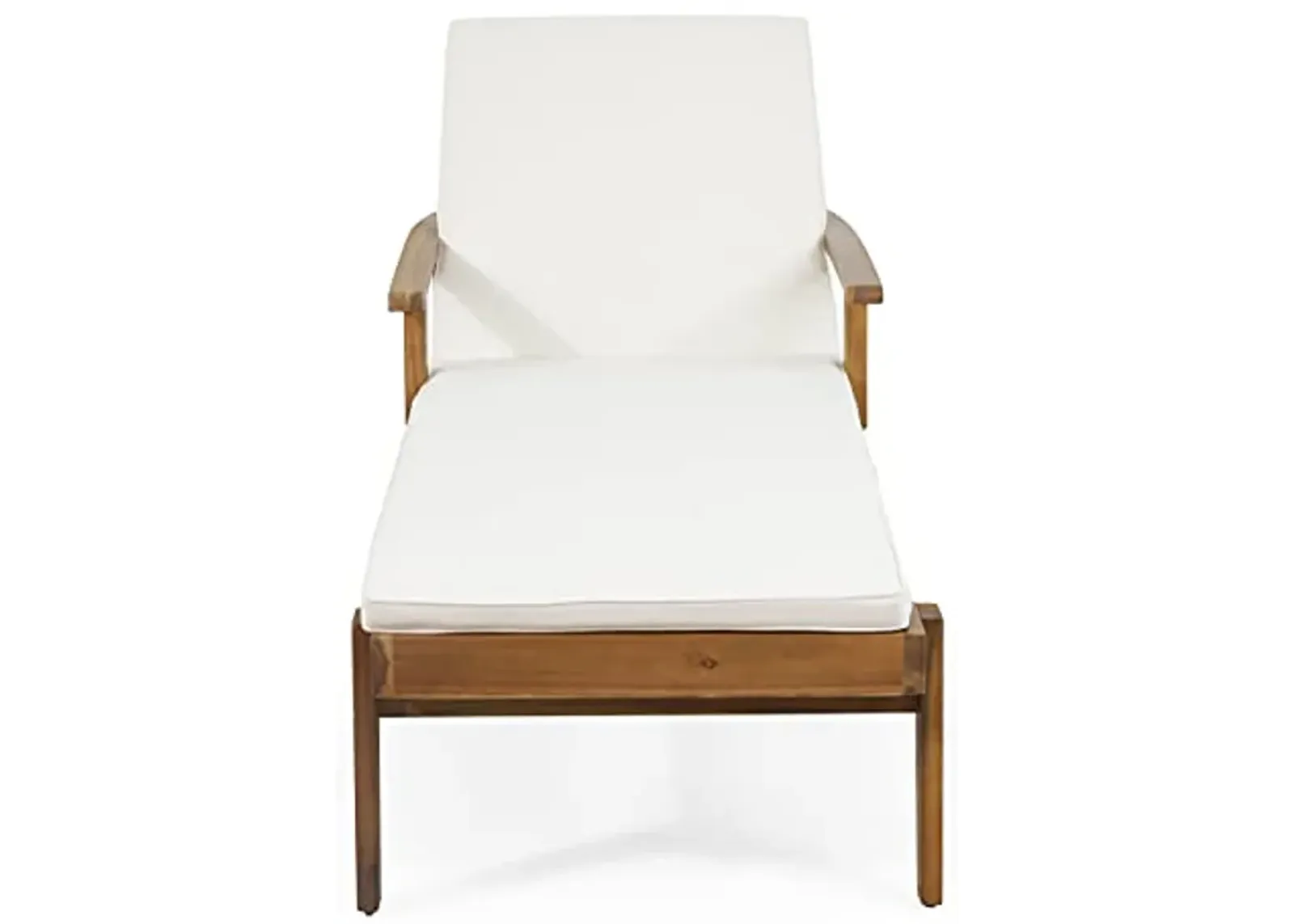 Christopher Knight Home 315261 Jason Outdoor Chaise Lounge, Teak Finish + Yellow + Cream