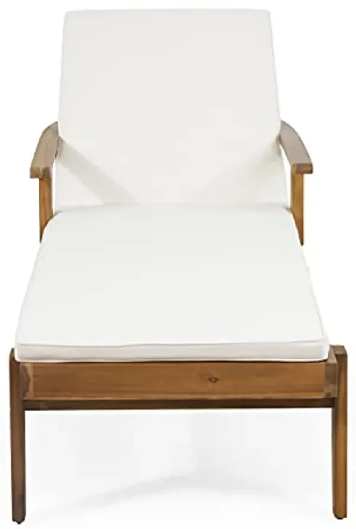 Christopher Knight Home 315261 Jason Outdoor Chaise Lounge, Teak Finish + Yellow + Cream