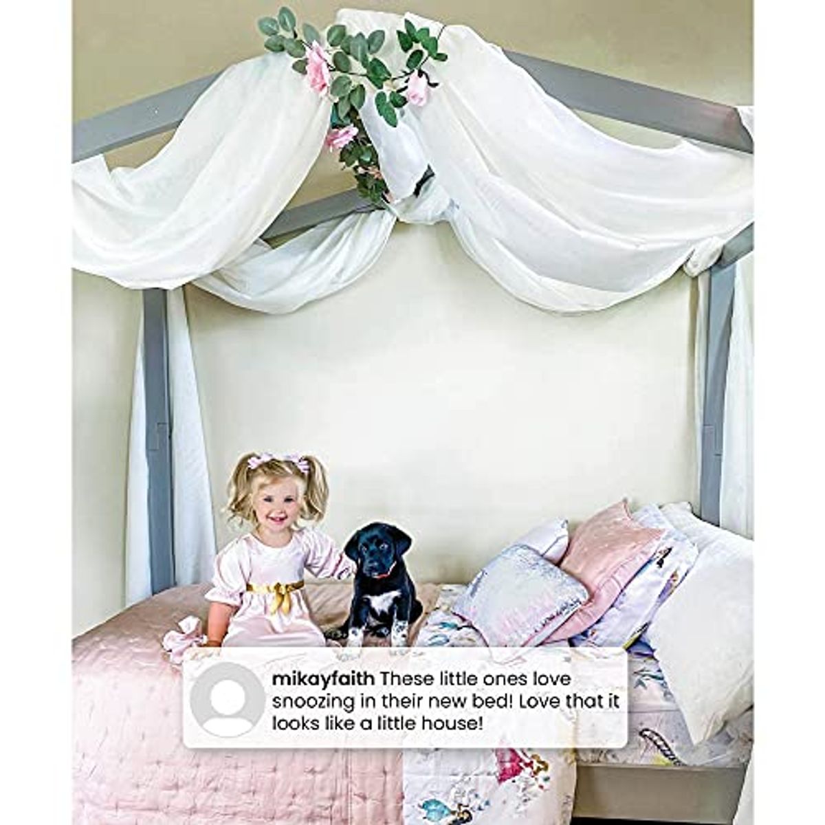 Delta Children Poppy House Wood Twin Bed, Platform Bed - No Box Spring Needed, Midnight Grey