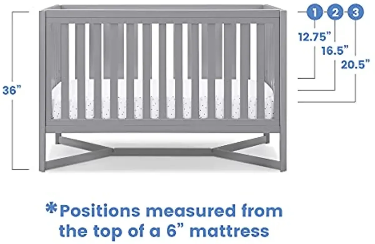 Delta Children Tribeca 4-in-1 Baby Convertible Crib, Grey