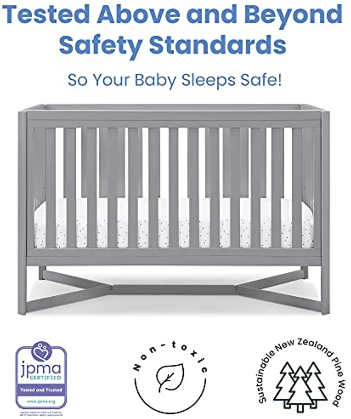 Delta Children Tribeca 4-in-1 Baby Convertible Crib, Grey