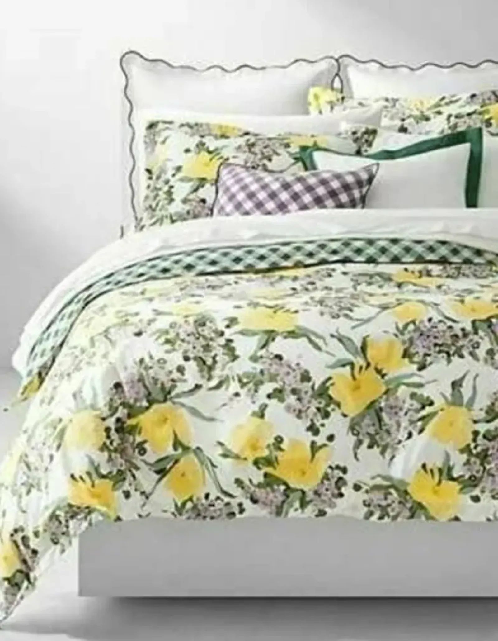 Lauren Marabella King Size Duvet Cover Set - Yellow Purple Floral (3-pc Set)