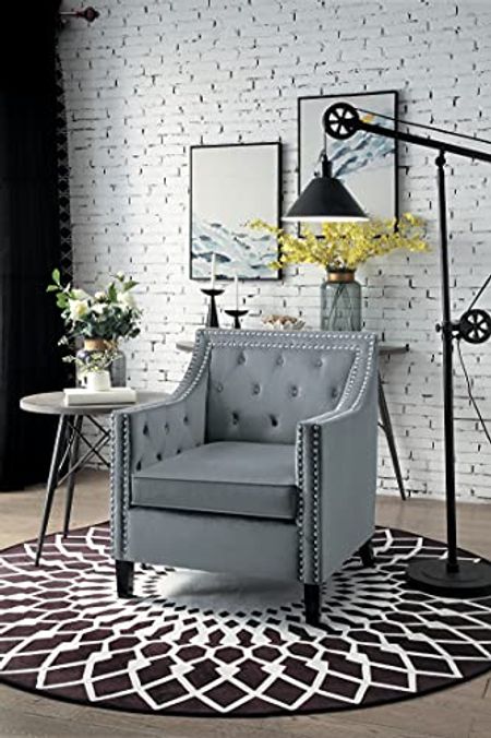 Lexicon Portola Velvet Accent Chair, Gray