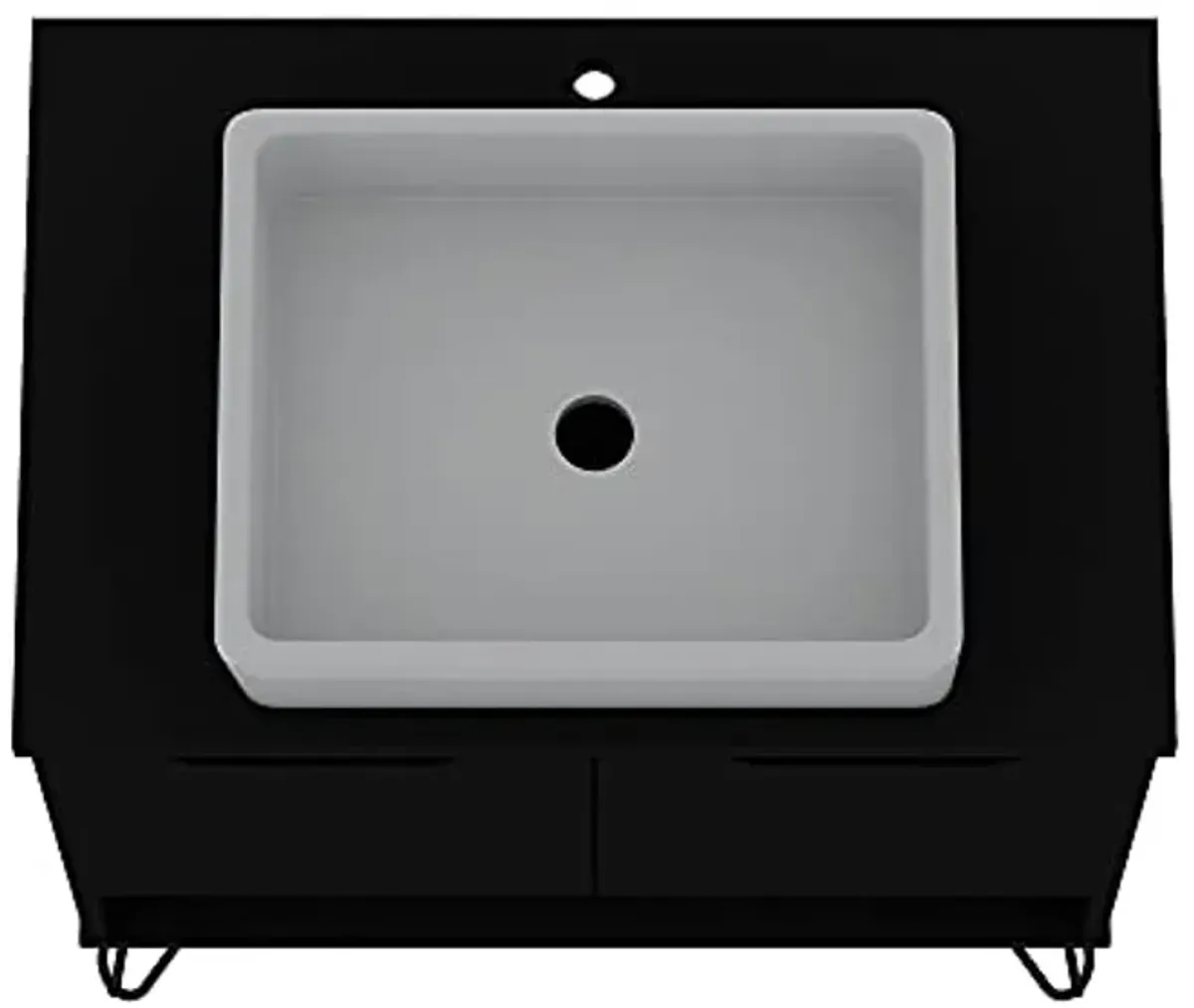 Manhattan Comfort Rockefeller Mid Century Modern Bathroom Vanity Sink, 26.38", Large, Black