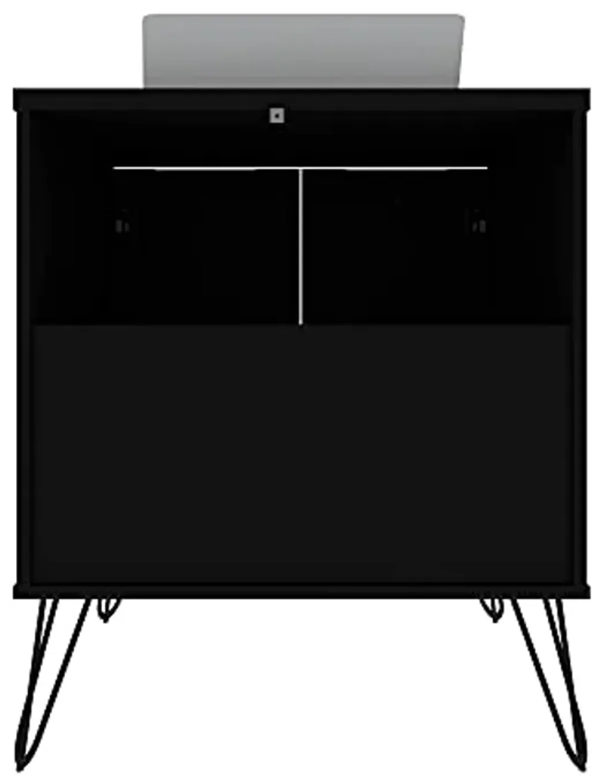 Manhattan Comfort Rockefeller Mid Century Modern Bathroom Vanity Sink, 26.38", Large, Black