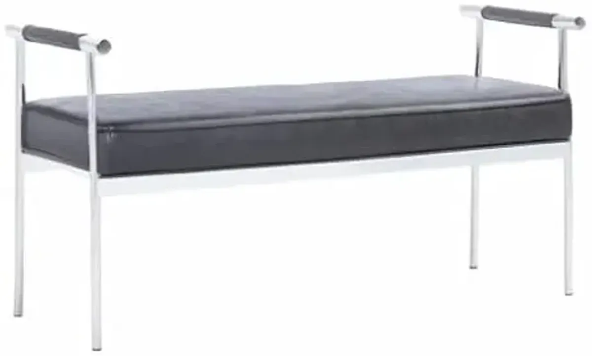 SAFAVIEH Home Collection PIM Black Faux Leather/Chrome Long Rectangle Living Room Bedroom Entryway Foyer Office Hallway Upholstered Bench with Arms