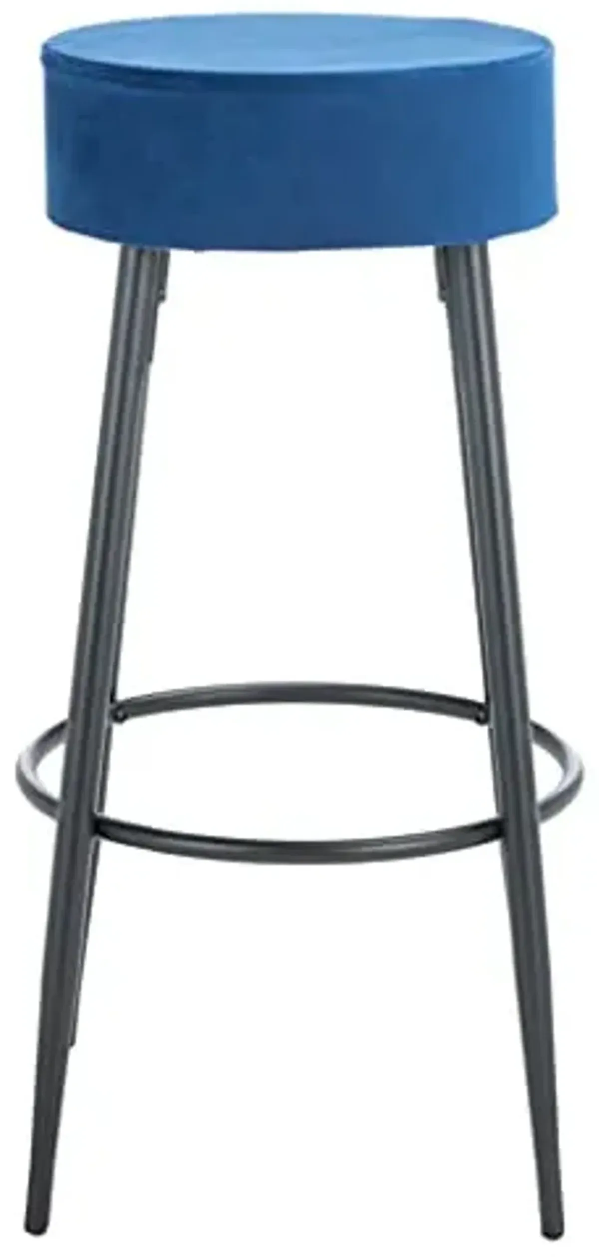 SAFAVIEH Home Collection Bohden Navy Velvet/Black 24-inch Round Kitchen Breakfast Nook Island Dining Pub Bar Stool