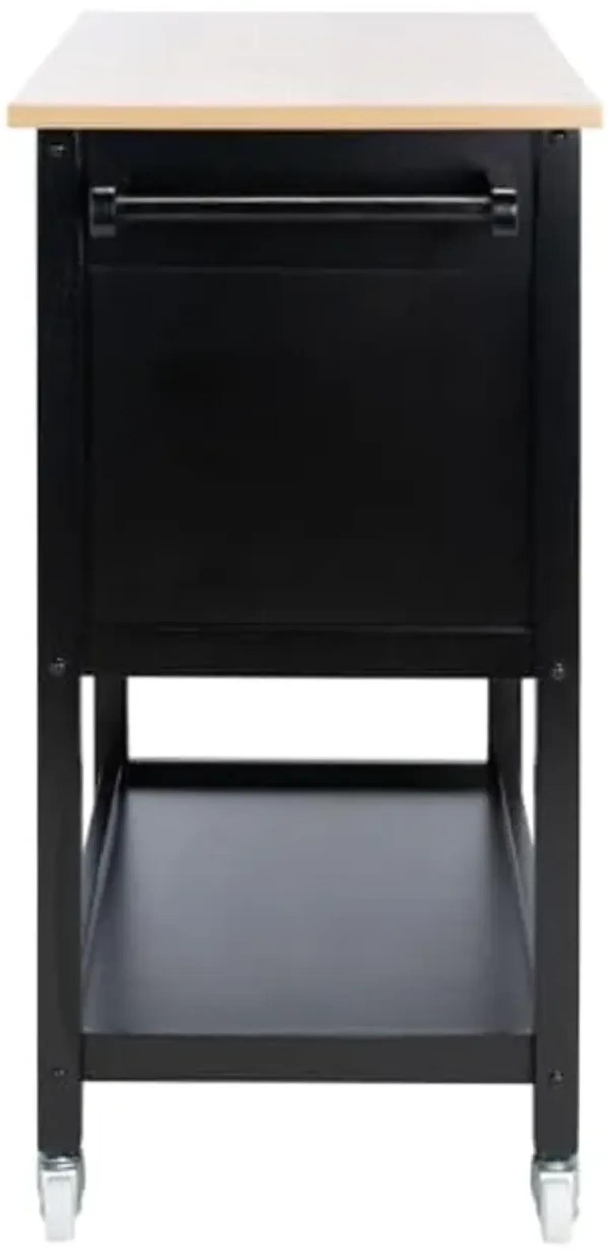 SAFAVIEH Home Collection Daley Natural/Matte Black 2-Drawer 3-Shelf Kitchen Cart with Wheels