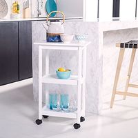 Safavieh Home Collection Bevin 2-Shelf Storage Dining Room Bar Trolley Kitchen Cart with Wheels KCH1400B, 0, White