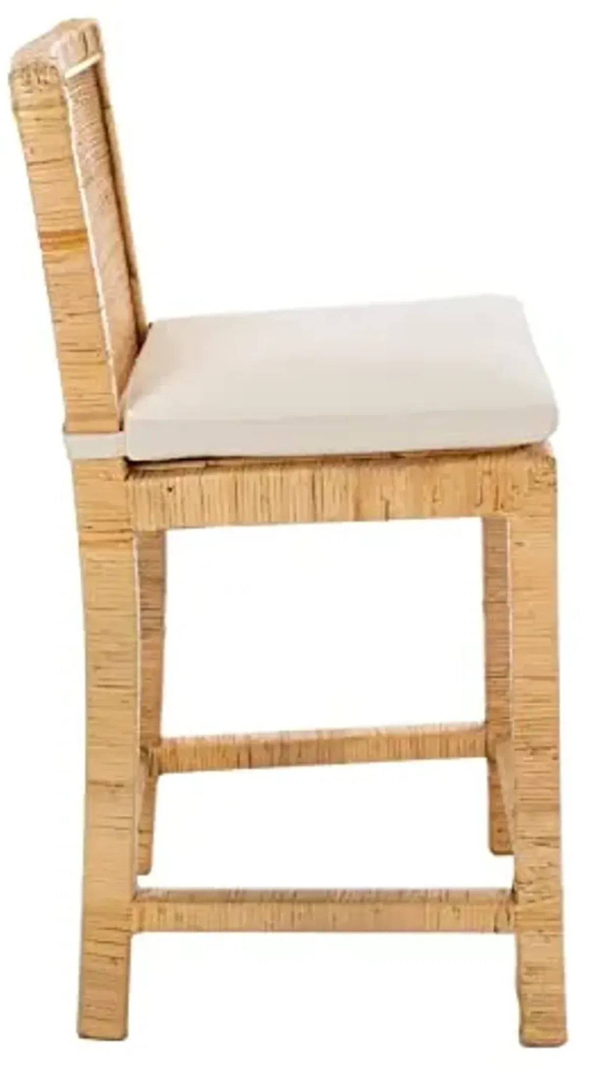 SAFAVIEH Home Collection Tojo Natural Cane/White Solid Wood 24-inch Counter Stool with Cushion (Fully Assembled)